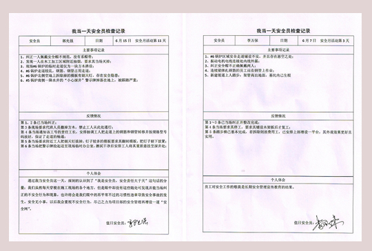 我當一天安全員檢查記錄