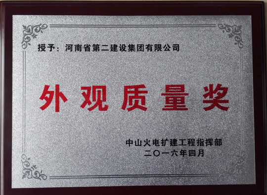 “外觀(guān)質(zhì)量獎”獎牌