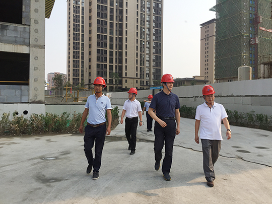 集團公司董事長(cháng)黃道元陪同千處長(cháng)察看施工現場(chǎng)