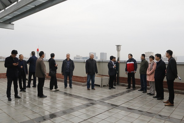 驗收委員會(huì )專(zhuān)家察看建筑屋面.JPG